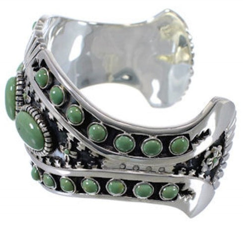 Sterling Silver Well-Built Southwestern Turquoise Cuff Bracelet EX28268