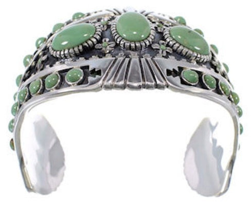 Sterling Silver Well-Built Southwestern Turquoise Cuff Bracelet EX28268