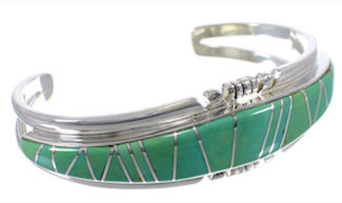 Southwest Turquoise Well-Built Sterling Silver Cuff Bracelet EX28196