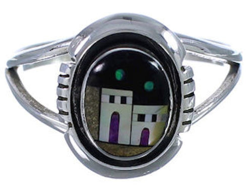 Multicolor Native American Pueblo Design Ring Size 5-3/4 TX41498