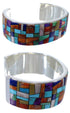 Multicolor Substantial Sterling Silver Cuff Bracelet Jewelry EX28731