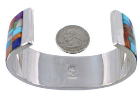 Multicolor Substantial Sterling Silver Cuff Bracelet Jewelry EX28731