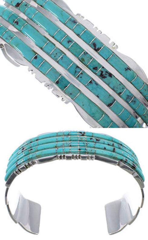 Turquoise Southwest Silver Well-Built Cuff Bracelet Jewelry EX28734