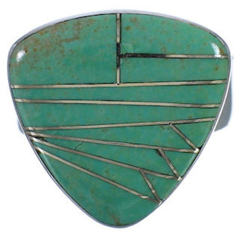 Authentic Sterling Silver Turquoise Sturdy Ring Size 8-3/4 PX40384