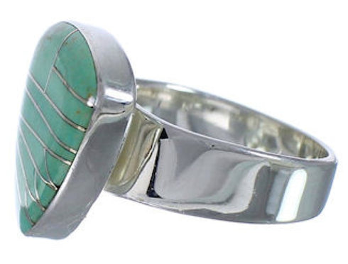 Authentic Sterling Silver Turquoise Sturdy Ring Size 8-3/4 PX40384