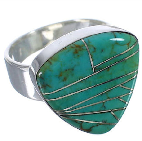 Turquoise Southwestern Silver Substantial Ring Size 4-3/4 PX40385