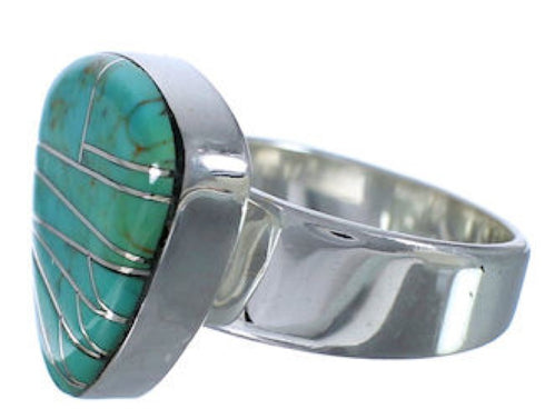 Turquoise Southwestern Silver Substantial Ring Size 4-3/4 PX40385