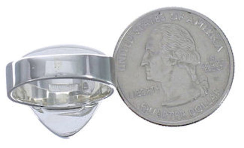 Turquoise Southwestern Silver Substantial Ring Size 4-3/4 PX40385