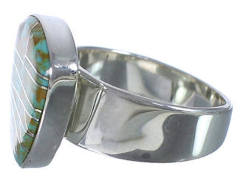 Turquoise Inlay Silver Sturdy Southwest Ring Size 5-1/4 PX40388