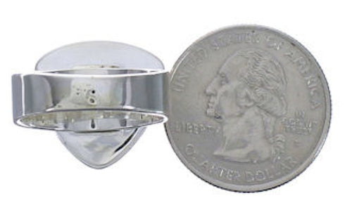 Turquoise Inlay Silver Sturdy Southwest Ring Size 5-1/4 PX40388