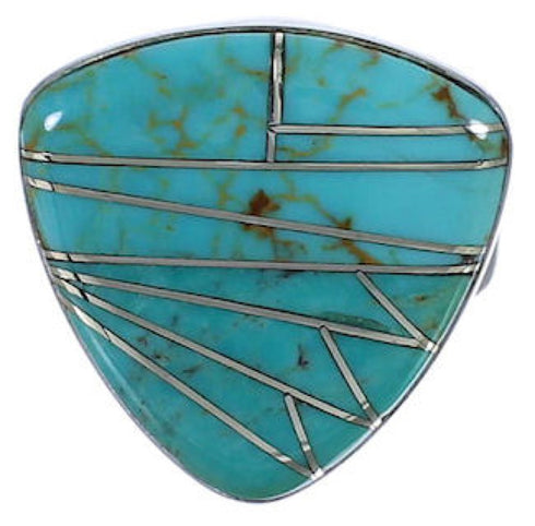 Southwestern Sturdy Silver Turquoise Jewelry Ring Size 6-3/4 PX40400
