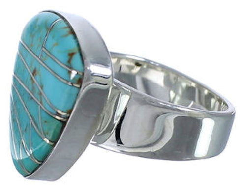 Southwestern Sturdy Silver Turquoise Jewelry Ring Size 6-3/4 PX40400