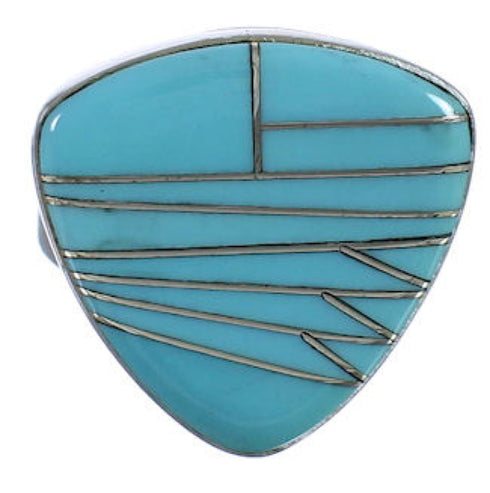 Silver Substantial Jewelry Turquoise Inlay Ring Size 4-3/4 PX40423
