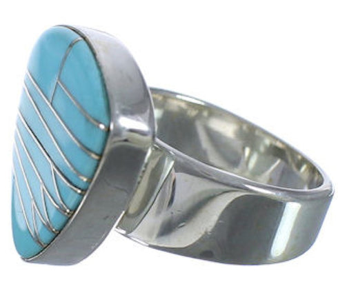 Silver Substantial Jewelry Turquoise Inlay Ring Size 4-3/4 PX40423
