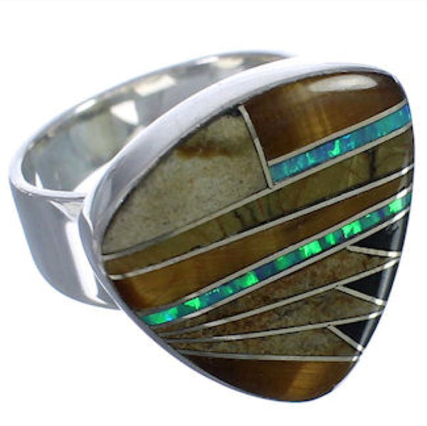 High Quality Sterling Silver And Multicolor Ring Size 7-1/4 PX40490