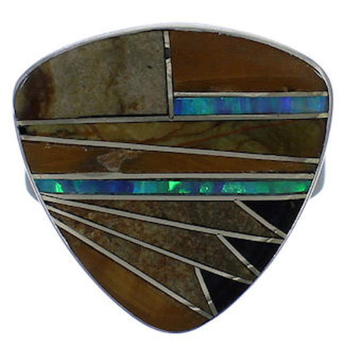 High Quality Southwestern Multicolor Silver Ring Size 8-1/4 PX40501