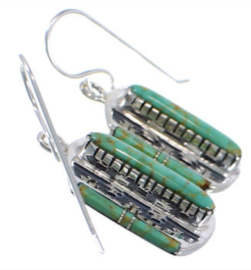 Southwest Sterling Silver And Turquoise Hook Dangle Earrings PX32761