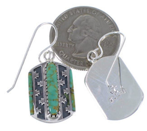 Southwest Sterling Silver And Turquoise Hook Dangle Earrings PX32761