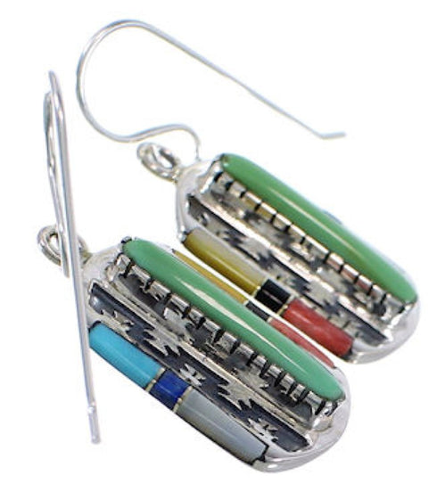 Genuine Sterling Silver And Multicolor Hook Dangle Earrings PX32773