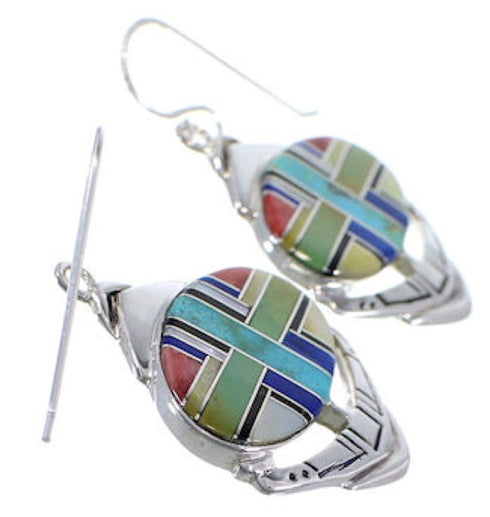 Southwest Multicolor Inlay And Sterling Silver Earrings PX32789