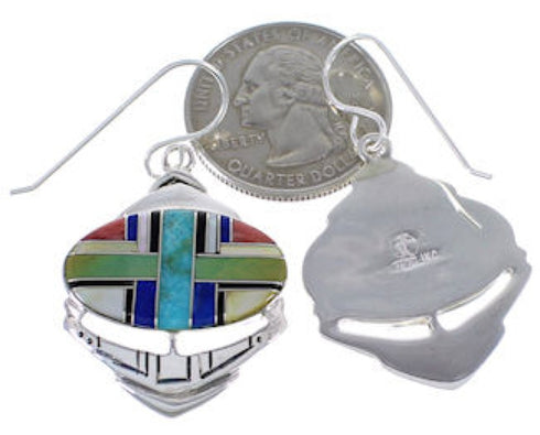 Southwest Multicolor Inlay And Sterling Silver Earrings PX32789