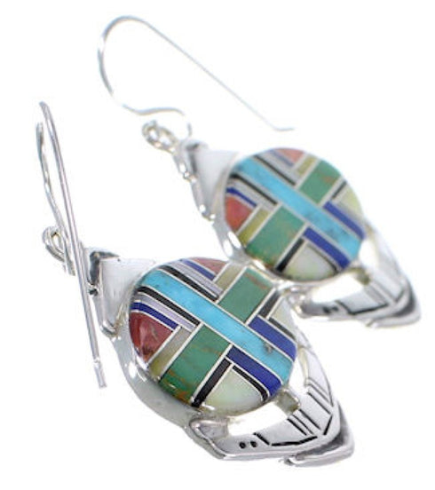 Multicolor Inlay Southwest Hook Dangle Earrings PX32791