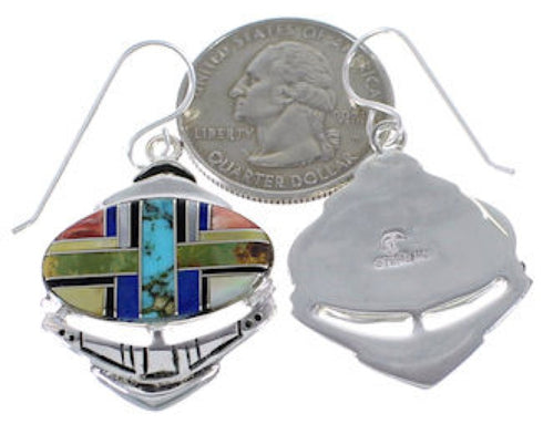 Multicolor Silver Southwest Hook Dangle Earrings PX32794