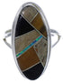 Multicolor Inlay Sterling Silver Jewelry Ring Size 5-3/4 UX34134