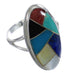 Genuine Sterling Silver Multicolor Inlay Ring Size 7-1/2 UX34182