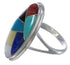Genuine Sterling Silver Multicolor Inlay Ring Size 7-1/2 UX34182