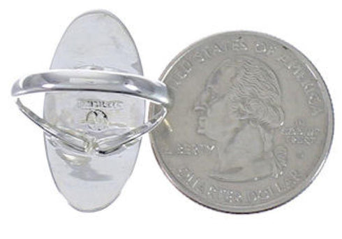 Southwestern Sterling Silver Multicolor Inlay Ring Size 8 UX34183