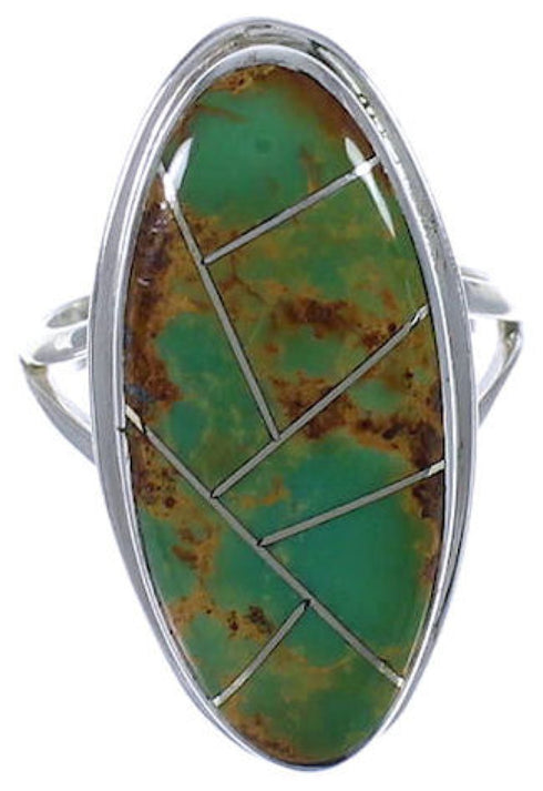 Sterling Silver Turquoise Inlay Southwestern Ring Size 5-1/2 UX34194