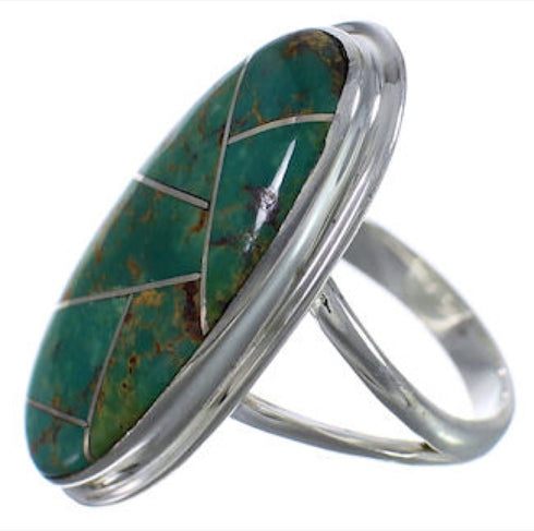 Genuine Sterling Silver Turquoise Inlay Ring Size 4-3/4 UX34197