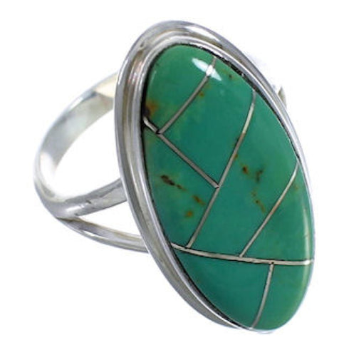 Southwest Sterling Silver Turquoise Inlay Ring Size 6-1/4 UX34218