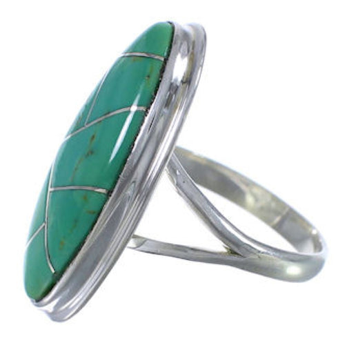 Southwest Sterling Silver Turquoise Inlay Ring Size 6-1/4 UX34218