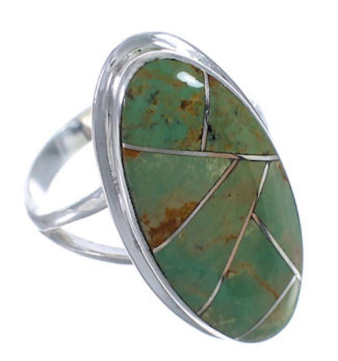 Genuine Sterling Silver Turquoise Inlay Ring Size 6-1/4 UX34223