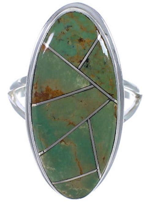 Genuine Sterling Silver Turquoise Inlay Ring Size 6-1/4 UX34223