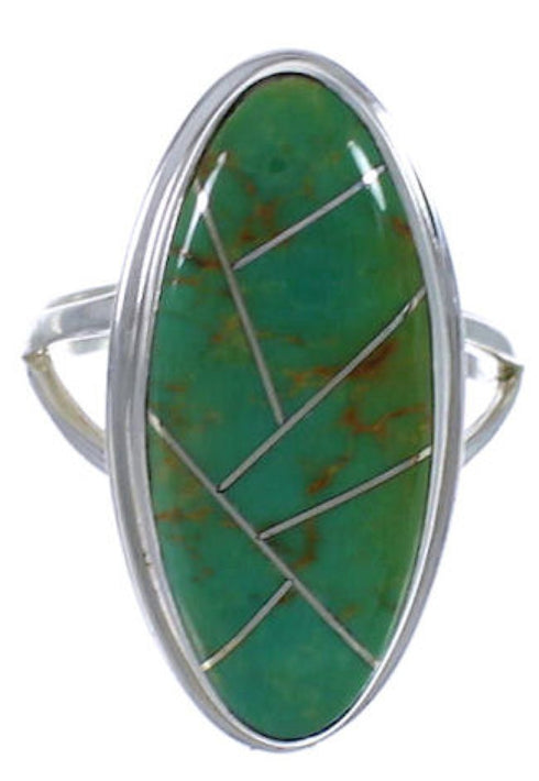 Southwest Sterling Silver Turquoise Inlay Ring Size 4-3/4 UX34224