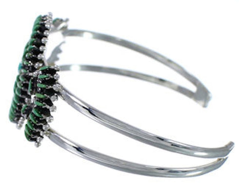 Turquoise Needlepoint Genuine Sterling Silver Cuff Bracelet EX28389