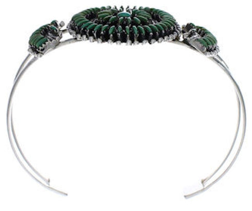 Turquoise Needlepoint Genuine Sterling Silver Cuff Bracelet EX28389