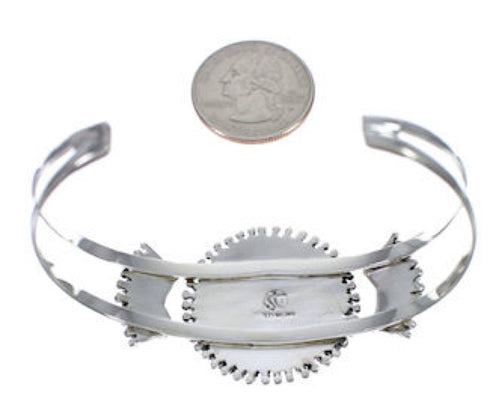 Turquoise Needlepoint Genuine Sterling Silver Cuff Bracelet EX28389