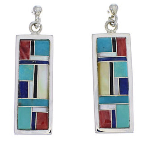 Multicolor Inlay And Sterling Silver Earrings EX31494