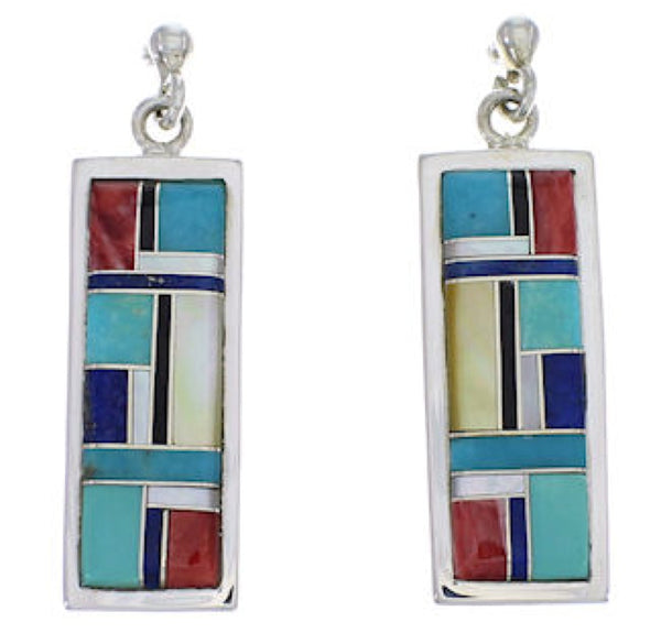 Multicolor Inlay And Sterling Silver Earrings EX31494
