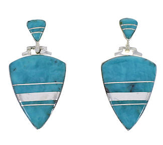 Genuine Sterling Silver And Turquoise Southwest Earrings EX31550