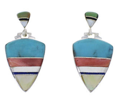Multicolor Southwestern Silver Earrings EX31552