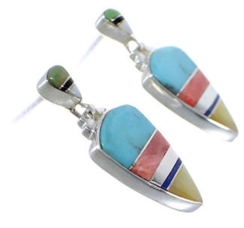 Multicolor Southwestern Silver Earrings EX31552