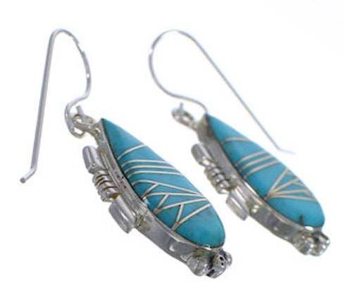 Silver Turquoise Inlay Southwest Earrings FX31386