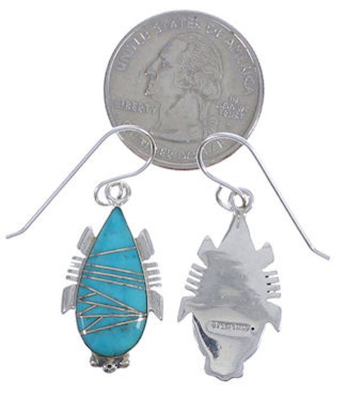 Silver Turquoise Inlay Southwest Earrings FX31386