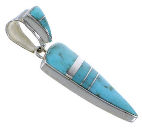 Turquoise Inlay Sterling Silver Pendant Jewelry EX28900