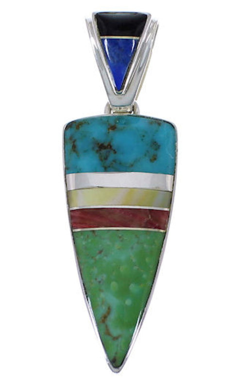 Multicolor Inlay Southwest Silver Pendant EX28909